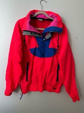Retro 90s Neon Ski Pullover Jacket